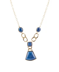 Barse Athena Genuine Blue Agate Abstract Statement Necklace