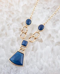 Barse Athena Genuine Blue Agate Abstract Statement Necklace