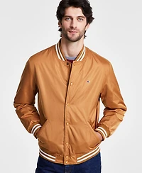 Champion Men's Classic Logo Striped-Trim Varsity Jacket