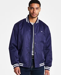 Champion Men's Classic Logo Striped-Trim Varsity Jacket