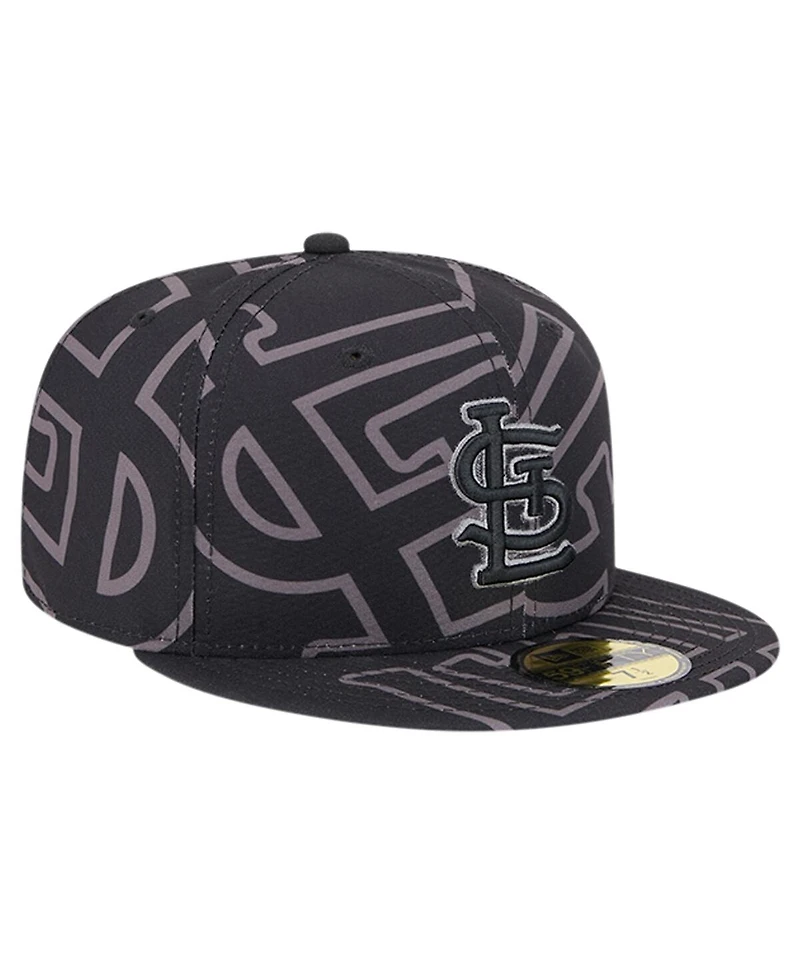 New Era Men's Black St. Louis Cardinals Logo Fracture 59FIFTY Fitted Hat