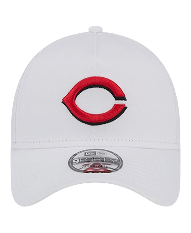 New Era Men's White Cincinnati Reds Tc A-Frame 9FORTY Adjustable Hat