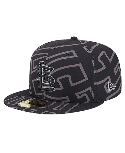 New Era Men's Black St. Louis Cardinals Logo Fracture 59FIFTY Fitted Hat