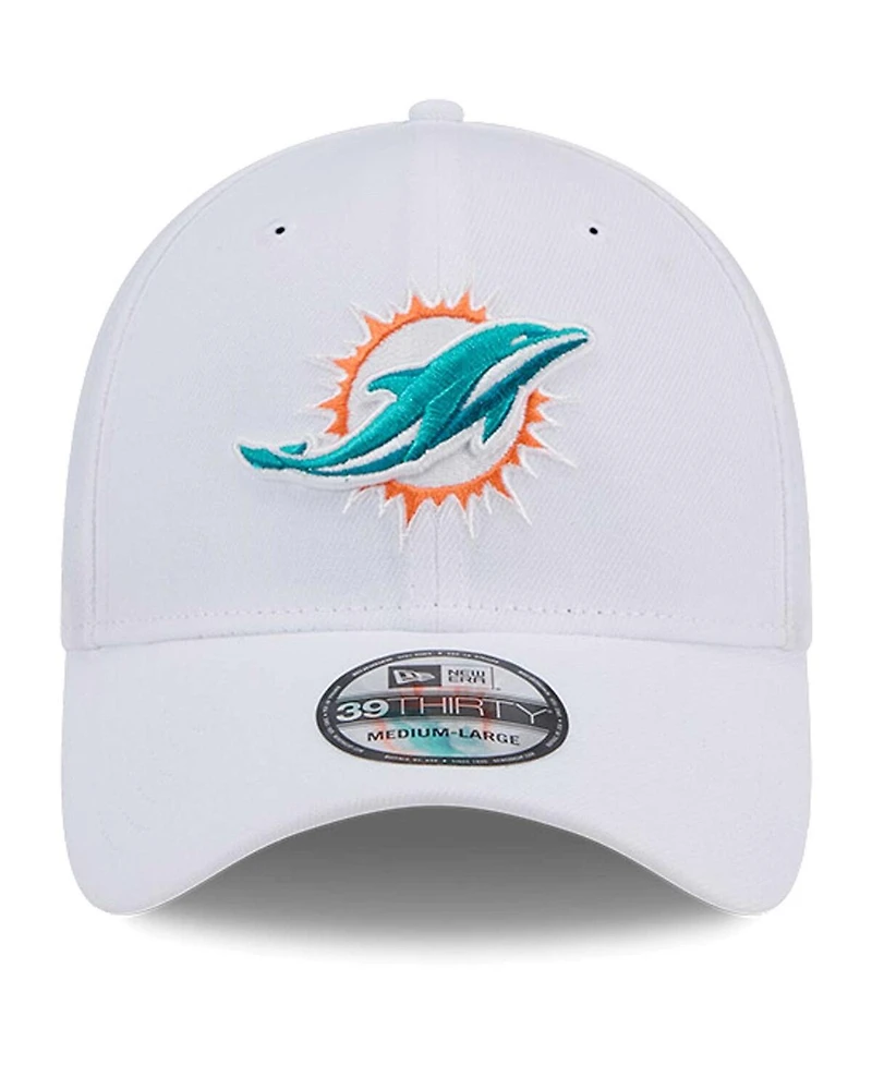 New Era Men's White Miami Dolphins Main 39THIRTY Flex Hat