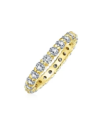 Bling Jewelry Cubic Zirconia Stackable Cz Eternity Thin 3MM Band Ring Sterling Silver