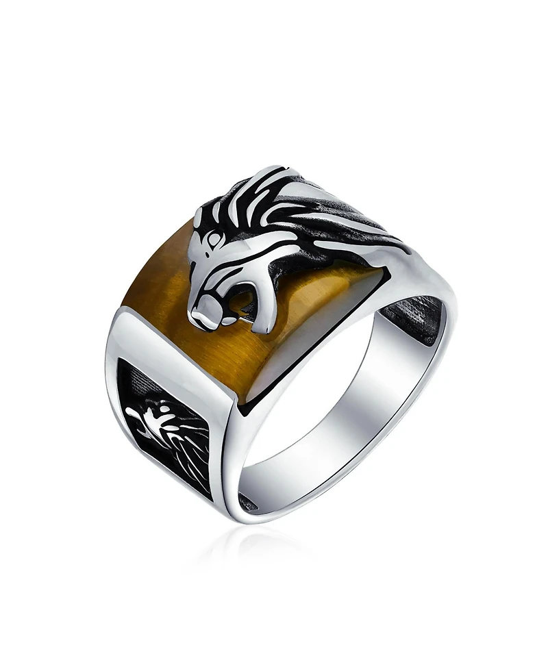 Bling Jewelry Large Roaring Lion Head Ring Solid Oxidized Sterling Silver