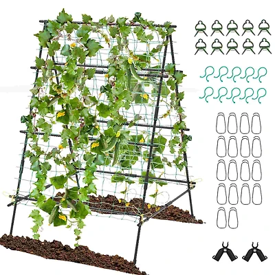 Cucumber Trellis Foldable Garden Tunnel Trellis with Adjustable Auxiliary Clips