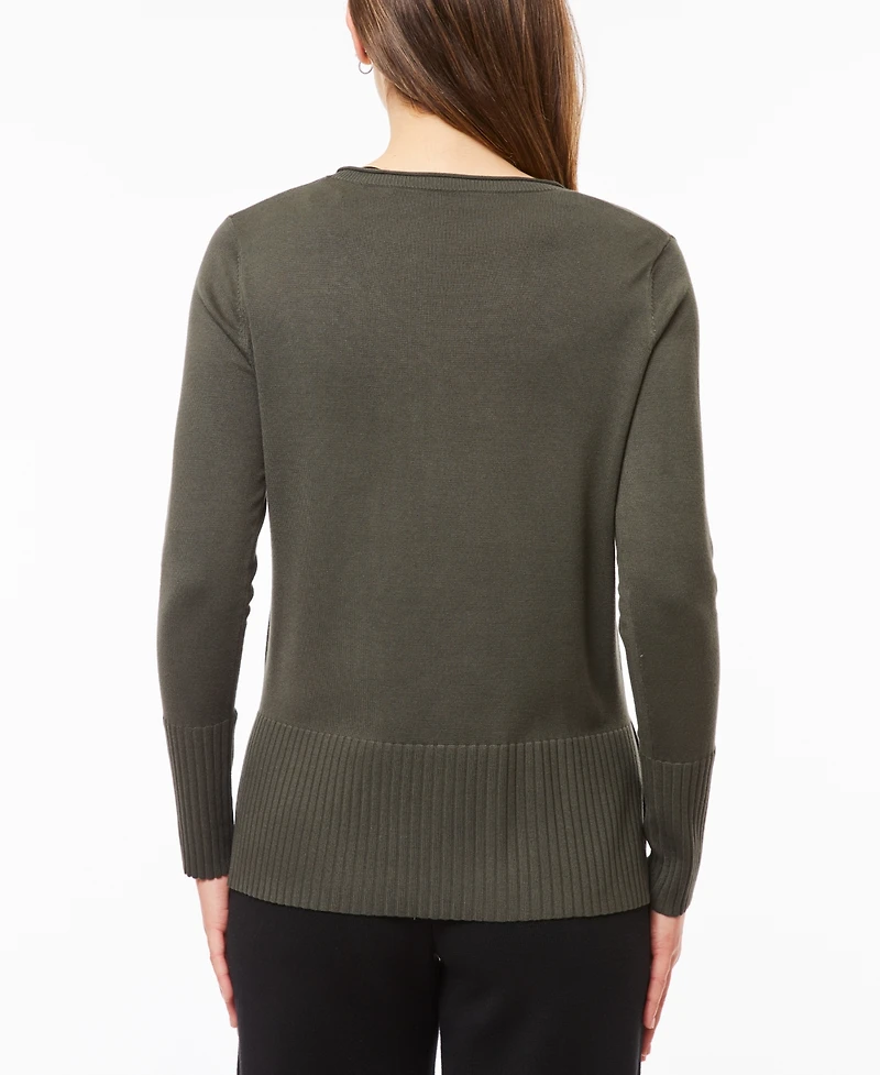 Melissa Paige Women's V-Neck Wide-Hem Wide-Cuff Sweater