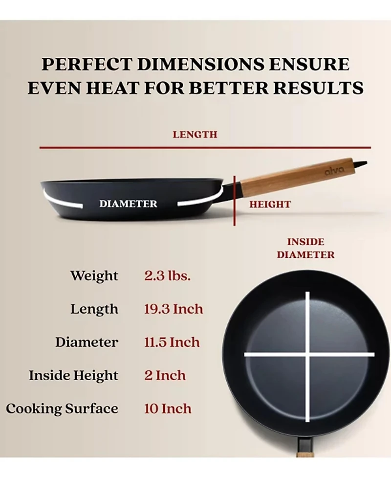 Alva Forest 11” Carbon Steel Frying Pan - Stay-Cool Acacia Handle