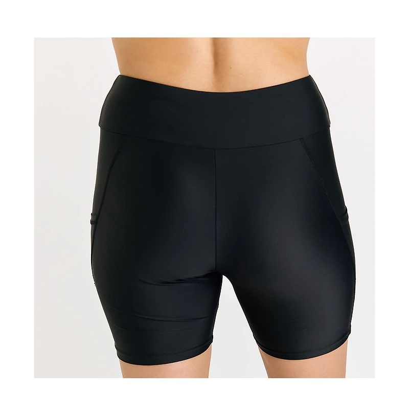 Calypsa Plus Size Mid-Thigh Swim Shorts With Pockets