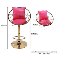 Simplie Fun Set of 2 Rosevelvet Bar Chairs with Unique Design