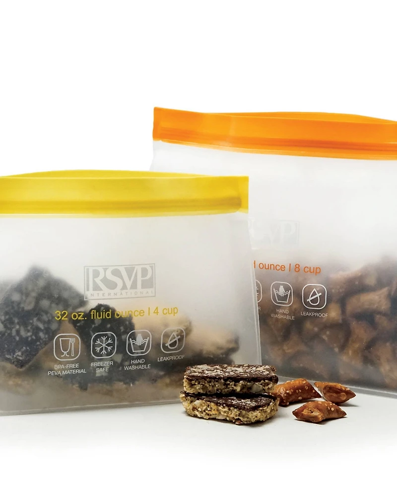 Rsvp International Polyethylene 2 Piece 10" x 7.6" Eco Stand-n-Seal Bag