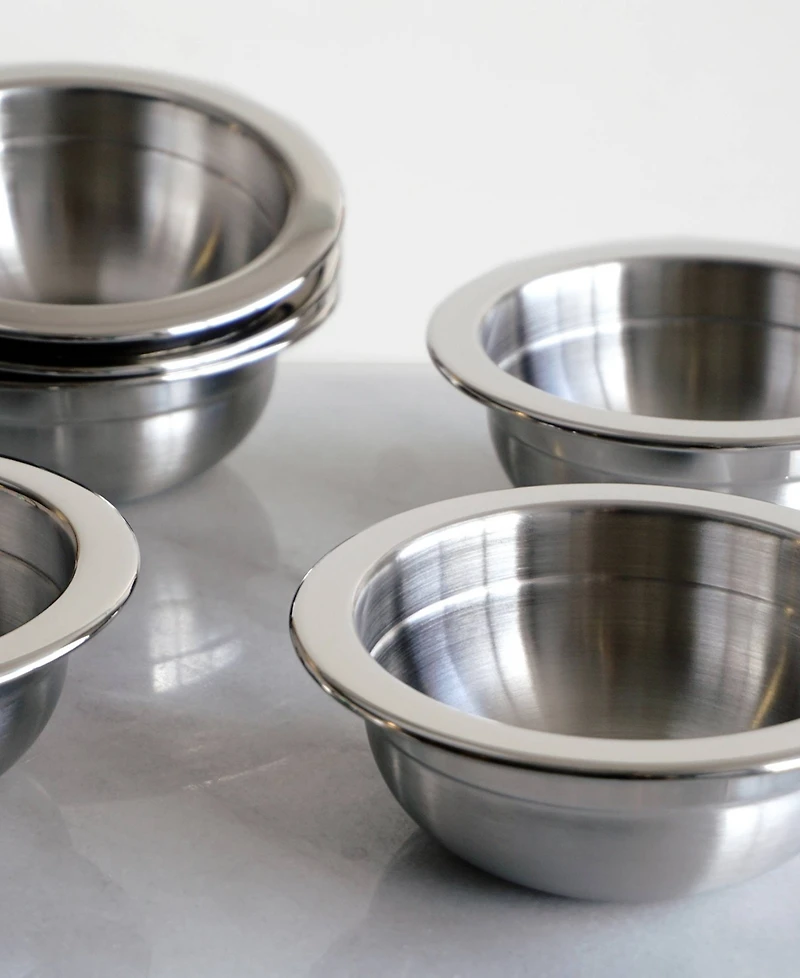 Rsvp International Endurance Stainless Steel 4 Piece 1 Cup Prep Bowls With Plastic Lid Set
