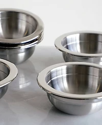 Rsvp International Endurance Stainless Steel 4 Piece 1 Cup Prep Bowls With Plastic Lid Set