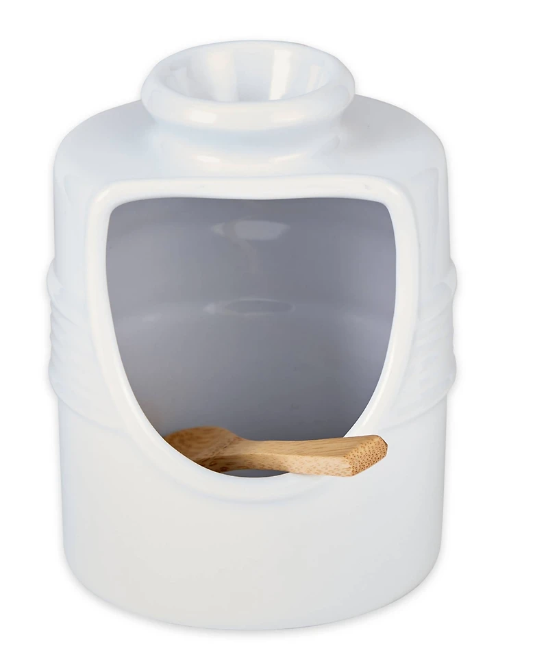 Rsvp International Stoneware 2 Piece 6 Ounce Matte White Salt Pig and Spoon Set