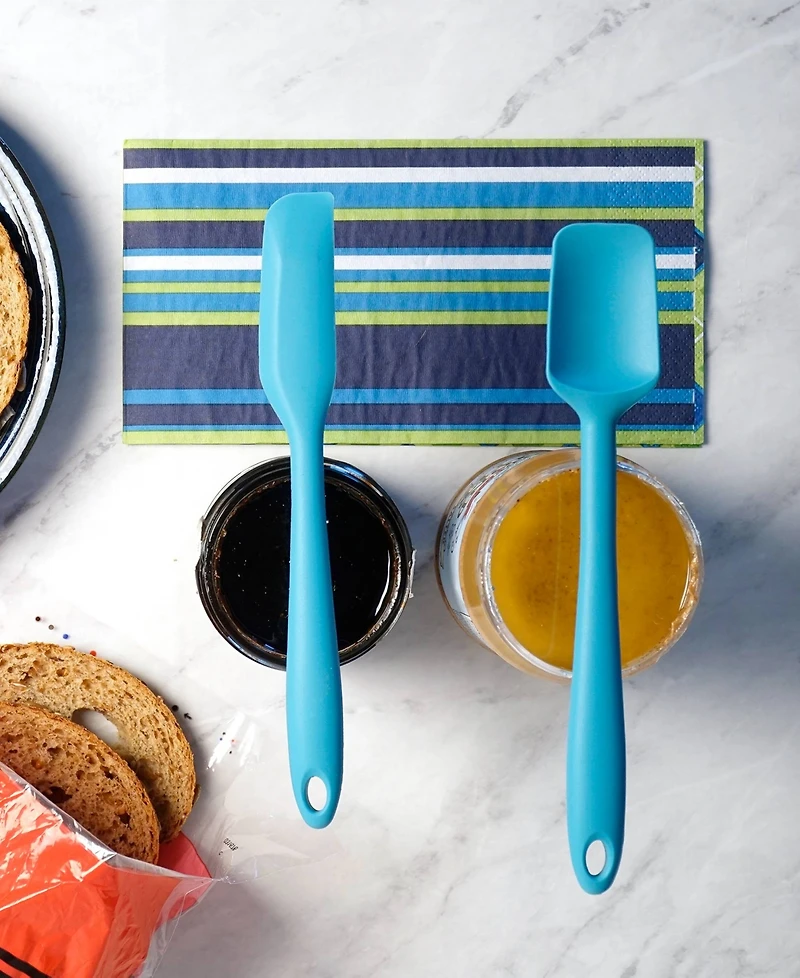 Rsvp International Silicone Coated Steel 2 Piece 8" Ela Series Turquoise Mini Spatula Set