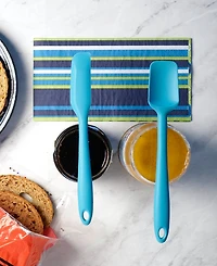 Rsvp International Silicone Coated Steel 2 Piece 8" Ela Series Turquoise Mini Spatula Set