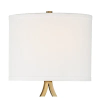 Possini Euro Design Modern Wall Light Sconce Warm Brass Hardwired 19 1/2" High Fixture Half Moon Linen Shade for Bedroom Living Room