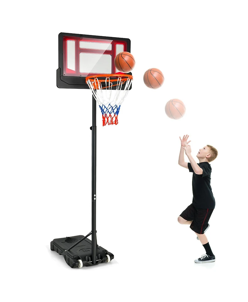 4.3-8.2 Ft Portable Basketball Hoop with Adjustable Height and Wheels
