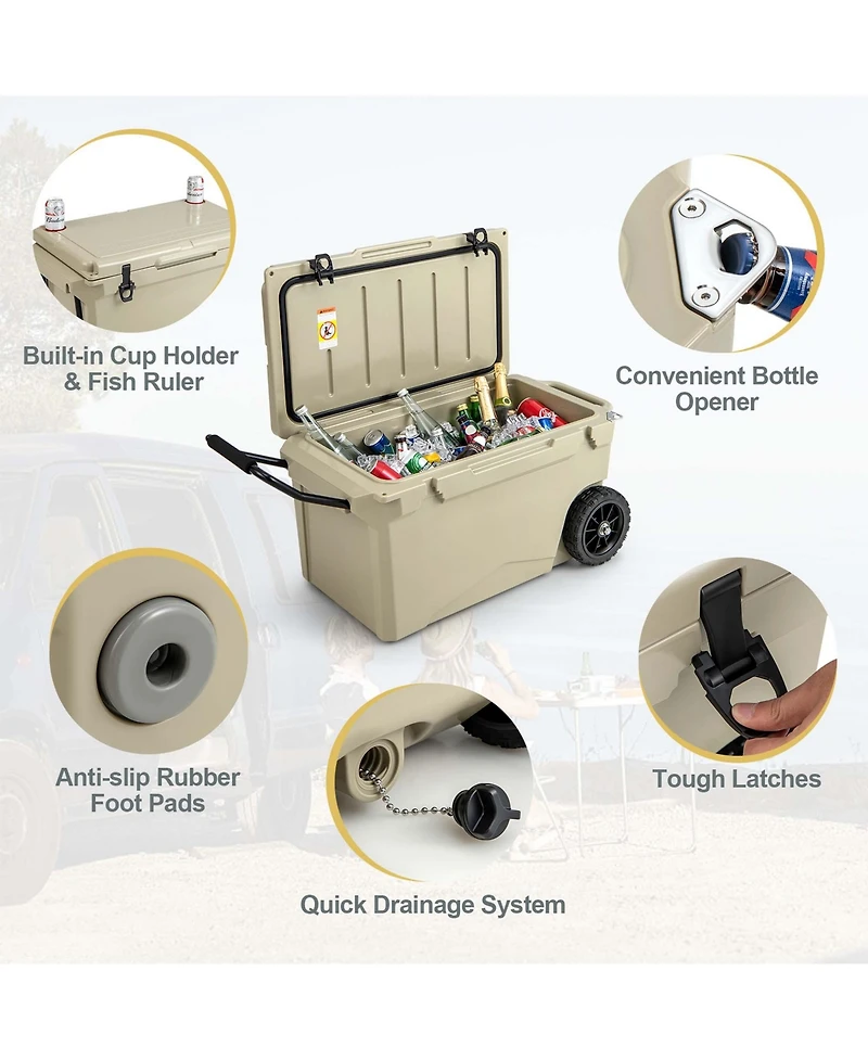 75 Qt Portable Cooler Roto Molded Ice Chest Insulated 5-7 Days