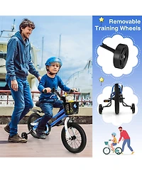 14'' Kid's Bike with Removable Training Wheels & Basket for 3-5 Years Old