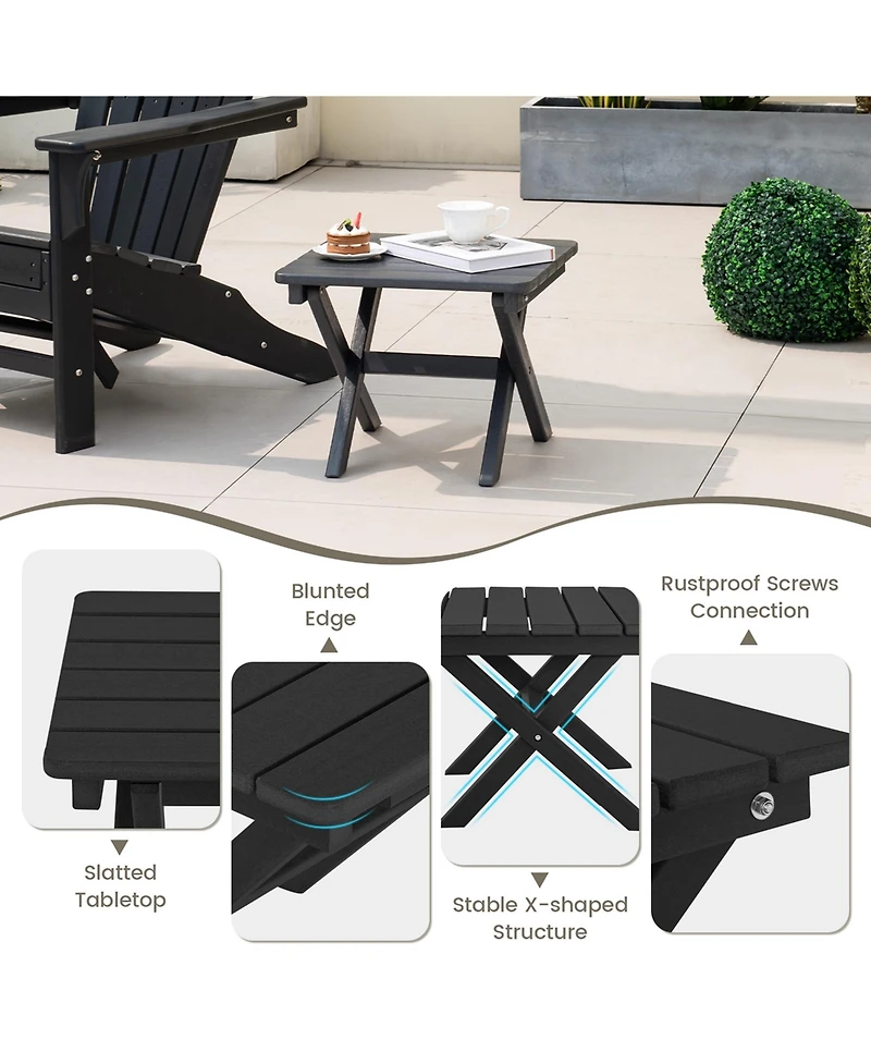 Outdoor Folding Side Table Weather-Resistant Hdpe Adirondack