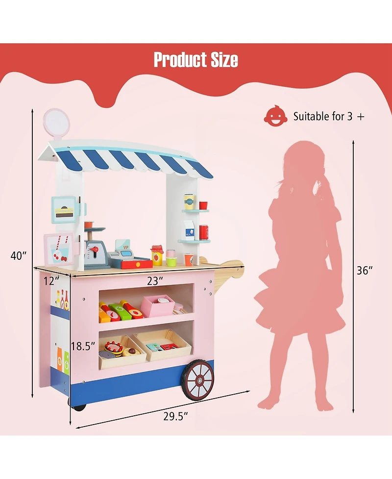 Kids Snacks & Sweets Food Cart Kids Toy Cart Play Set