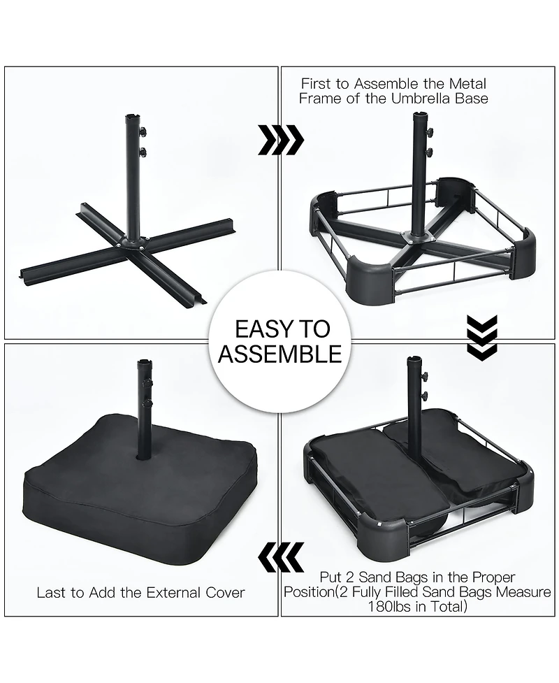 Costway 15FT Double-Sided Twin Patio Umbrella Outdoor Market W/ Crank & Base