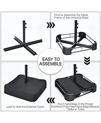 Costway 15FT Double-Sided Twin Patio Umbrella Outdoor Market W/ Crank & Base