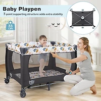 Costway Boys 4 1 Convertible Portable Playard Newborn Napper