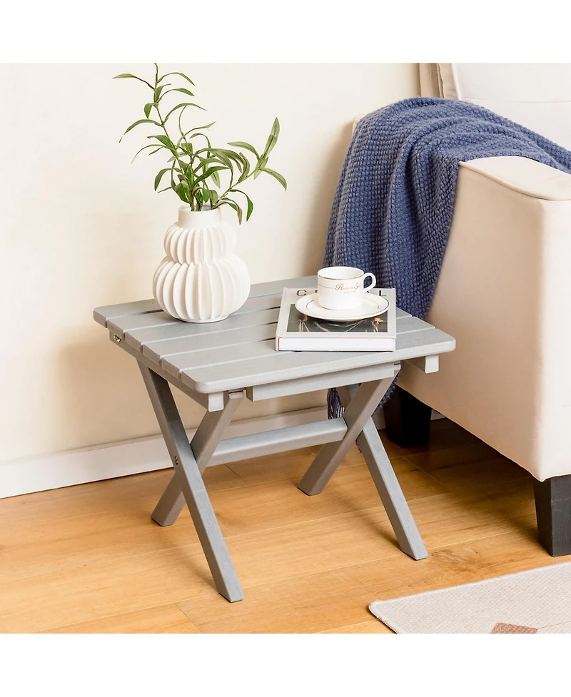 Outdoor Folding Side Table Weather-Resistant Hdpe Adirondack Table