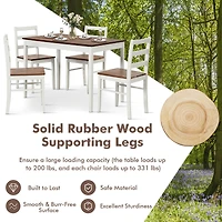 5-Piece Dining Set Solid Wood Kitchen Furniture with Rectangular Table & 4 Chairs