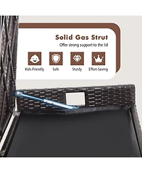34 Gallon Patio Wicker Storage Deck Box W/Cushion Backyard
