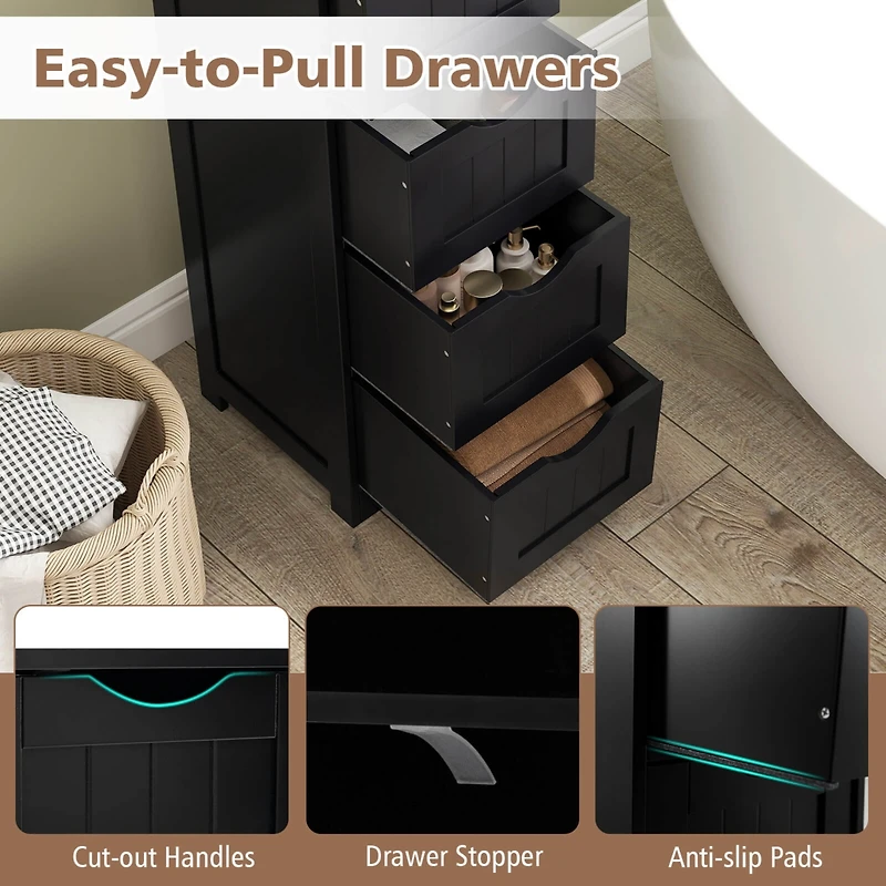 4-Drawer Bathroom Floor Cabinet Free Standing Storage Side Organizer