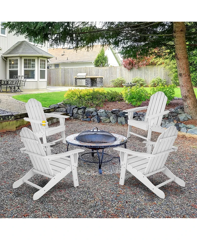 Patio Adirondack Chair Weather Resistant Garden Deck W/Cup Holder