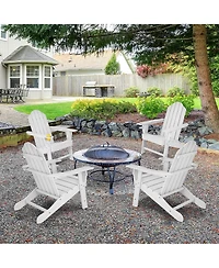 Patio Adirondack Chair Weather Resistant Garden Deck W/Cup Holder