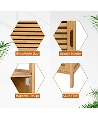 Bamboo Bathroom Storage Floor Cabinet w/Door and Shelf Corner Cabinet