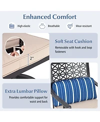 Costway Set of 2 Patio Swivel Bar Stool Chairs Cushioned Pillow
