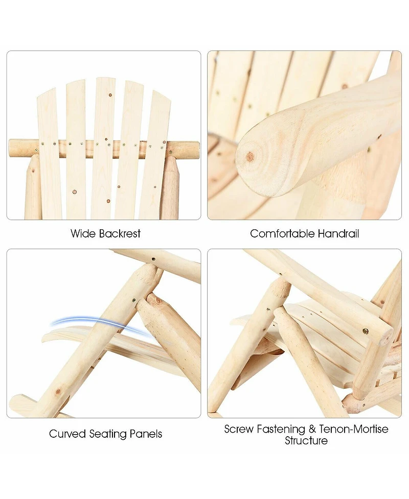 Costway Log Rocking Chair Wood Single Porch Rocker Lounge Patio Deck Furniture