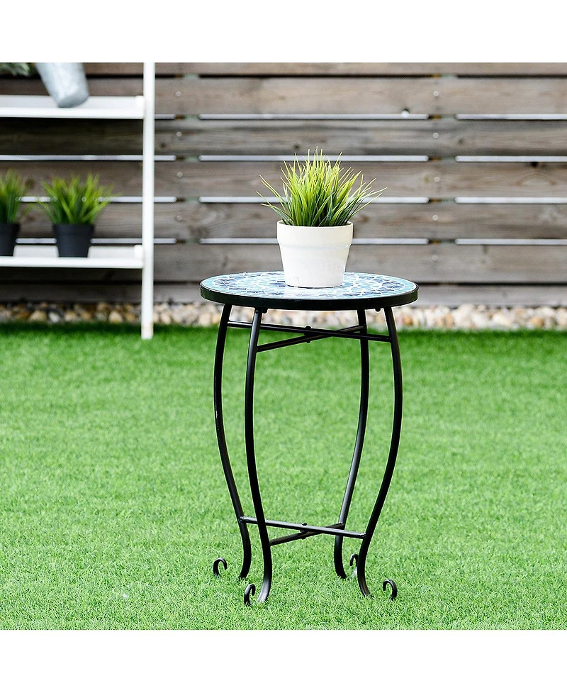 Outdoor Indoor Accent Table Plant Stand Cobalt