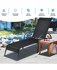 Costway Set of 2 Patio Lounge Chairs Sling Chaise Lounge Recliner Adjustable