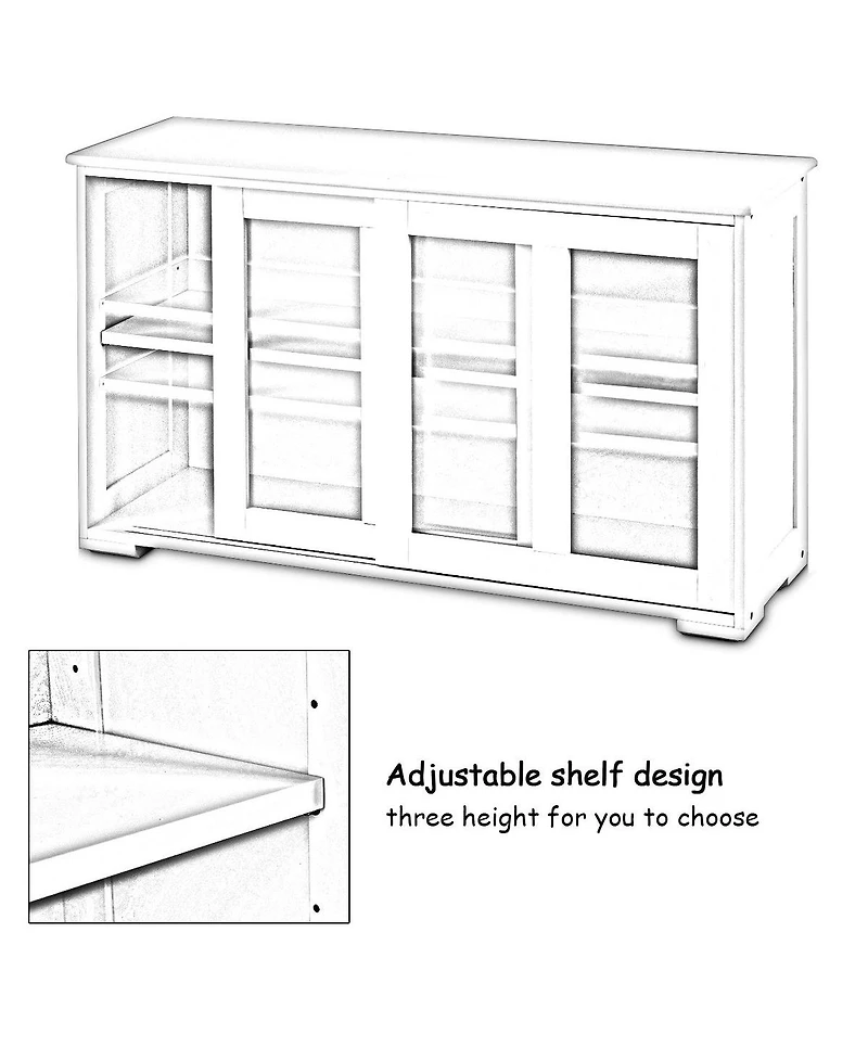 Storage Cabinet Sideboard Buffet Cupboard Glass Sliding Door