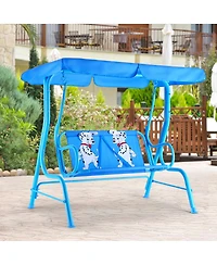 Costway Kids Patio Swing Chair Children Porch Bench Canopy 2 Person Yard Furniture