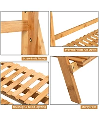 3 Tier Bamboo Hanging Folding Plant Shelf Stand Flower Pot Display Rack Bookcase
