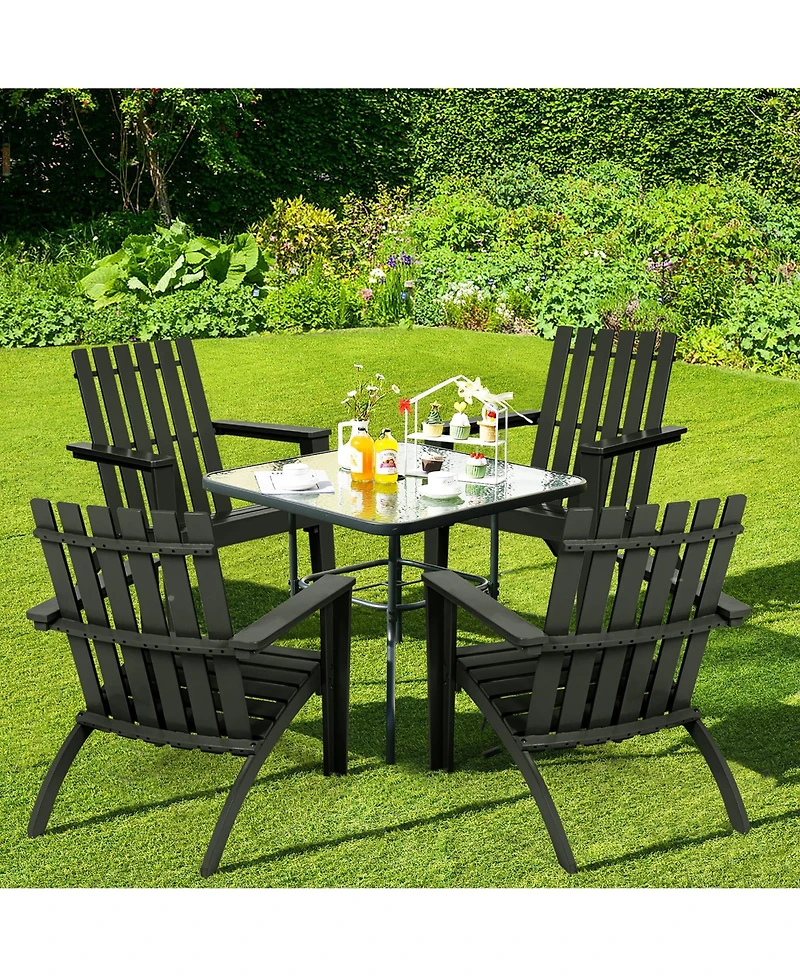 Costway Patio Adirondack Chair Acacia Wood Lounge Armrest Garden Deck