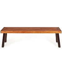 Costway Set of 2 Patio Acacia Wood Dining Bench with Rustic Steel Legs Outdoor Indoor
