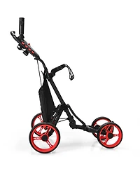 Folding 4 Wheels Golf Push Cart W/Bag Scoreboard Adjustable Handle
