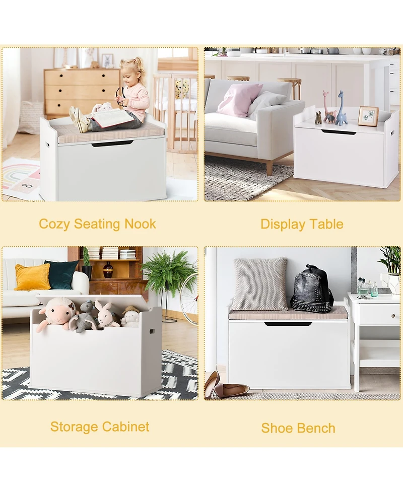 Wooden Toy Box Kids Storage Chest Lift Top Bench Seat