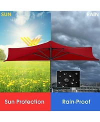 9Ft Half Round Umbrella Patio Bistro Wall Balcony Door Window Sun Shade