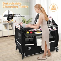 Costway Pack & Play Baby Diaper Changing Table 4 1 Portable Foldable with Mattress Carrying Bag